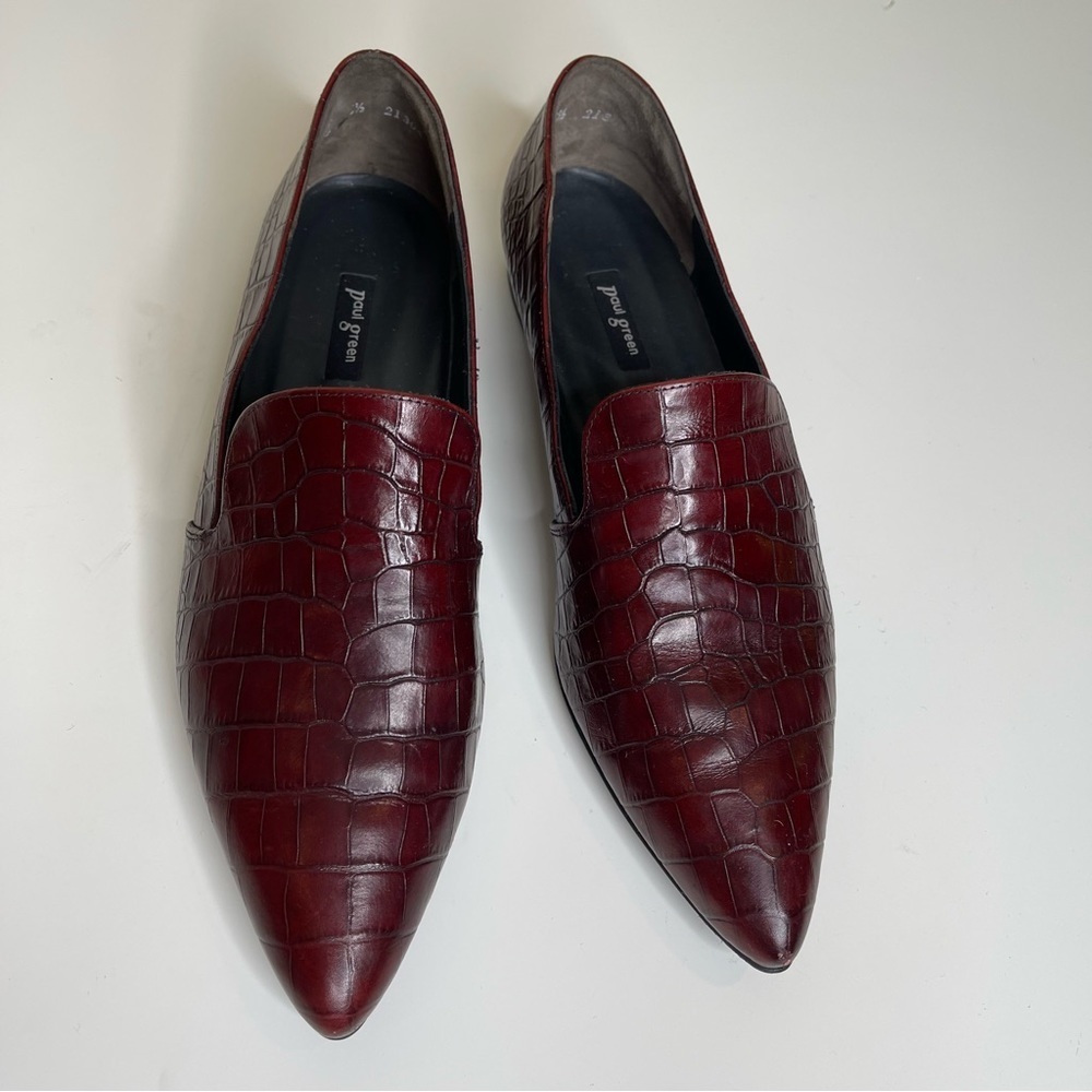 Paul Green Belinda Flats Leather Croc Embossed Pointed Toe Paul green si…
